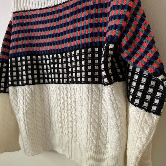 ASOS Pattern Cable Knit Cream Turtle Neck Sweater - Picture 3 of 5